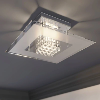 Image of Ceiling Light &#039;Lisandra&#039; (Modern) in Silver Made of Metal for e.g. Bathroom (4 Sources,) from Lindby lamp, lamp