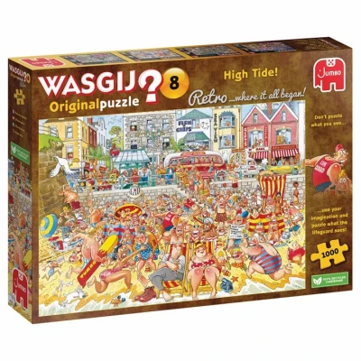 Image of Wasgij Retro Original 8, High Tide 1000 Piece Jigsaw Puzzles for Adults Fun, Challenging &amp; Brainteasing Puzzle Uncover the 100% Recycled Cardboard 1000pcs Jumbo