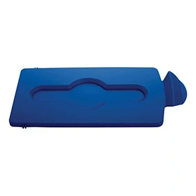 Image of Rubbermaid Commercial Products Slim Jim Recycling Station Blue Closed Lid 2007888