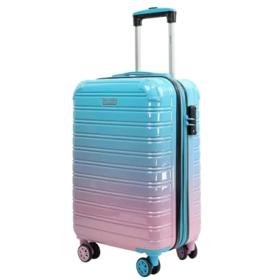 Image of Blade Expandable hand luggage hard shell suitcase trolley lightweight travel made of ABS+PC with TSA lock 4 spinner Wheels rolling (blue pink M)