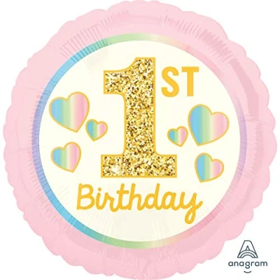 Image of Amscan 4036901 Sd C: Girl 1St Birthday Pink&amp;Gold