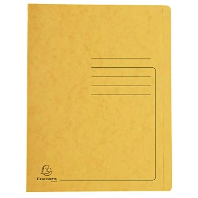 Image of Exacompta Ref 39999E Flat Bar File Suitable for A4 Documents, Pre Printed Cover, 355gsm Heavyweight Mottled Pressboard, 30mm Spine, Metal Spring Mechanism Yellow