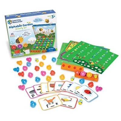 Image of Learning Resources LER5543 Garden Activity Set, Educational Indoor Games, Alphabet, Brain Toys, Toddler Preschool Learning, 45 Pieces, Age 3+
