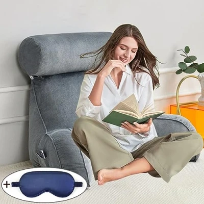 Image of XIBANY Reading Pillow With Arm Rests,Lumbar Support Cushion,Back Rest Pillow,with Removable Cover,For Sitting Up in Bed Relaxing Watching TV,75x40x50 cm/29.53x15.75x19.69