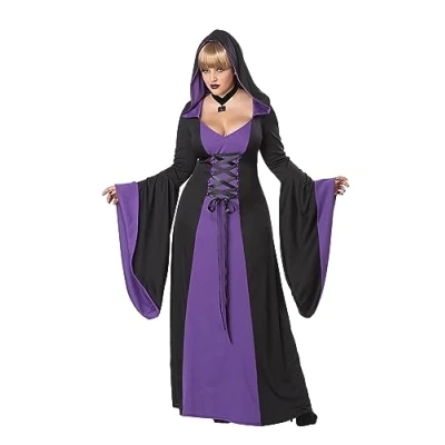 Image of California Costumes Womens Plus Size Deluxe Hooded Robe Costume,Purple/Black,3XL (20 22) Adult