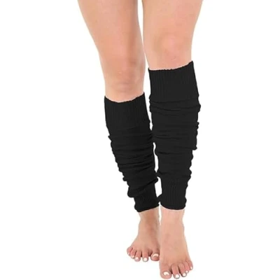 Image of Crazy Chick® Kids Girls Plain Leg Warmer School Dance Wear Lurex Legwarmer tutu Fancy (Black)
