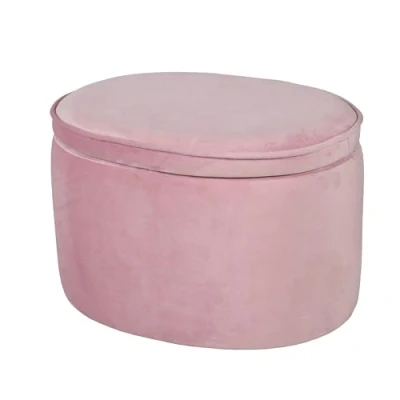 Image of roba Children&#039;s Stool Oval with Storage Function &#039;Lil Sofa&#039; Velour, Pink/Mauve