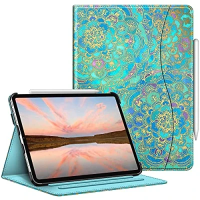 Image of FINTIE Case Compatible with iPad Pro 11 inch (2022/2021/2020/2018, 4th/3rd/2nd/1st Generation) Multi Angle Folio Cover Pencil Holder &amp; Pocket, Auto Wake/Sleep, Shades of Blue