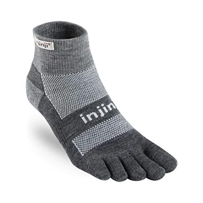 Image of Injinji 2.0 Outdoor Midweight Mini Crew Nuwwol Socks, Charcoal/Black, Large