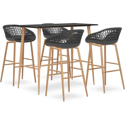 Image of vidaXL 5 Piece Bar Set Black and Grey