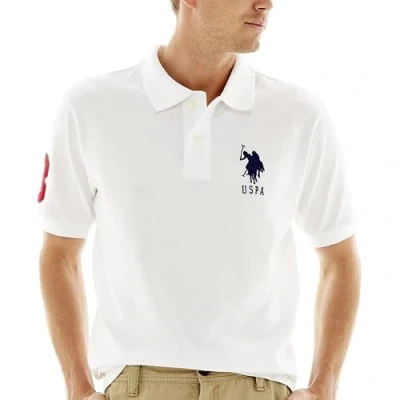 Image of U.S. Polo Assn. Men&#039;s Solid Pique Shirt, White, L