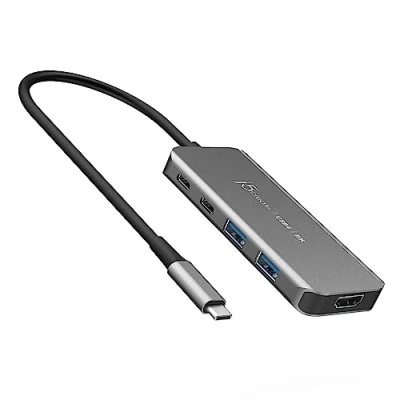 Image of j5create USB4 8K Slim Hub 8K60/4K144 HDMI, 1 x USB C 10Gbps with PD charging, 10Gbps, 2 A Compatible MacBook, Windows Laptops (JCH453)