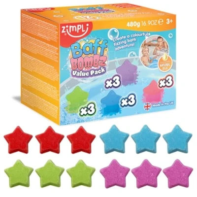 Image of 12 x Star Bath Bombs from Zimpli Kids, Bubble Fizzers for Children, Tub Bombs, Perfect Party Favours, Fillers, Rewards, Birthday Gifts Toddlers, Vegan Friendly &amp; Cruelty Free