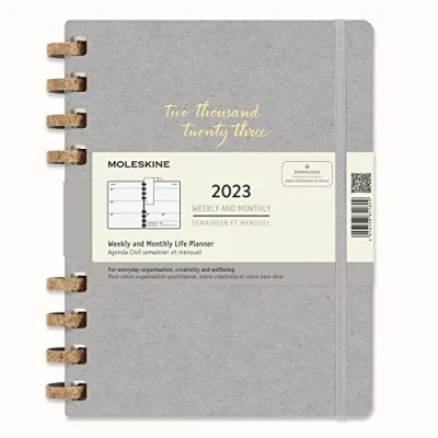Image of Moleskine Monthly Planner 2023, 12 Month Diary, Notebook with Hard Cover, Size Extra Large 19 x 25 cm, Remake Midnight