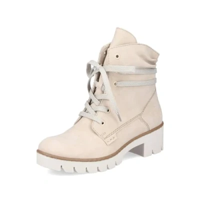 Image of Rieker Women Ankle Boots X5717, Ladies Lace up Boot,Boot,Half Boot,lace Bootie,Transition Shoe,Beige (Beige / 62),39 EU 6 UK
