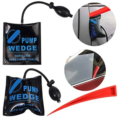 Image of 2 PCS Air Bag Wedge Pump Inflatable Automotiv Entry Fitting Car Door Window Tool , With A Red Alignment Shim Pry Bar for Home Installation Auto Repair （Black）