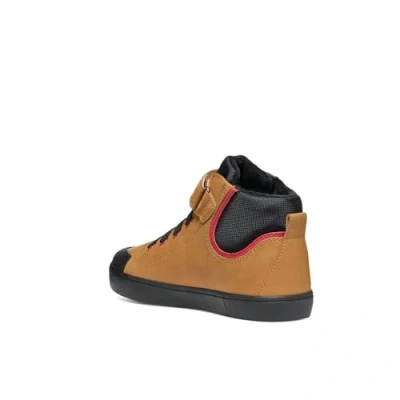 Image of Geox Gisli BOY Hightop trainers for kids, Size: 1, Dark yellow/black Imitation leather/ textile