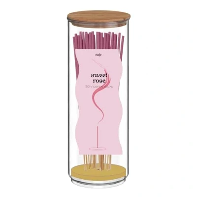 Image of Sweet Rose Incense Sticks in Glass Jar