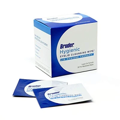 Image of Bruder Hygienic Eyelid Cleansing Wipes Rinse Free Exfoliating Remove Excess Oil and Debris from Eyelids &amp; Lashes Make Up l Eye Care Cleanse Non Allergenic 30 Count Box