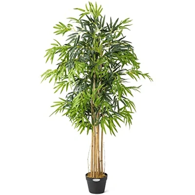 Image of CHRISTOW Artificial Bamboo Plant In Pot, Large 3ft 4ft 5ft Tall Indoor Decoration, Realistic Lush Green Leaves, Home Office Restaurant