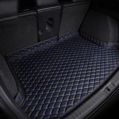 Image of Car Boot Liner Mat for Mercedes Benz GLA 2020 2021 2022 2023 2024 2025, Tailored Leather Waterproof Rear Trunk Cargo Tray Liners Protector Pad,Black Blue plus