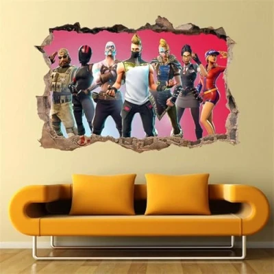 Image of 3D Gamer Boys Bedroom Wallpaper Wall Decals Sticker,Children Background Decoration Self Adhesive Sticker,Video Game Sticker Birthday Party Supplies