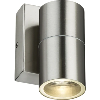 Image of KnightsBridge 230V IP54 GU10 Fixed Single Wall Light with Photocell Sensor Brushed Chrome