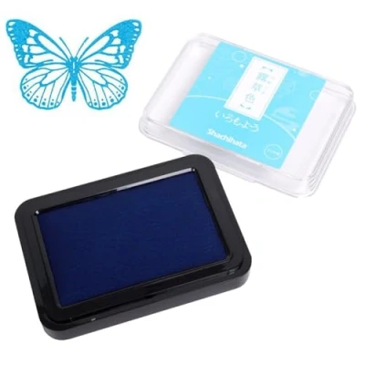 Image of IROMOYO Stamp PAD, for Journaling and Scrapbooking Traditional Japanese Ink Colour, Oil Based pad Light Blue, Speedy Drying Time