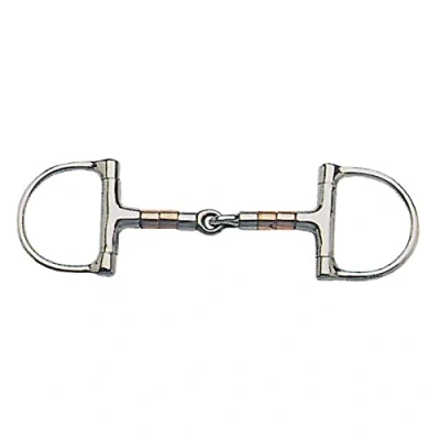 Image of Korsteel Stainless Steel Copper &amp; Rollers Jointed Dee Ring Snaffle Bit, 5&quot;