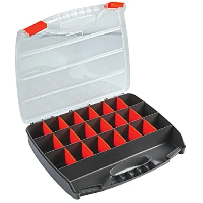 Image of DURATOOL D01926 Adjustable Compartment Storage Box, Grey 50mm x 320mm 260mm
