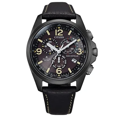 Image of Citizen Men&#039;s Chronograph Eco Drive Watch with Leather Strap CB5925 15E