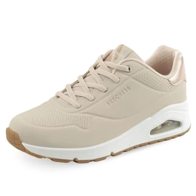 Image of Skechers Sport UNO Trainers, Women&#039;s, Size: 6.5, Natural/rose gold Pu