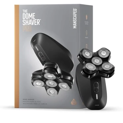 Image of MANSCAPED® The Dome Shaver™ PRO Head Shaver for Bald Men Five Rotary Blade Design with SkinSafe® &amp; FlexAdjust Technology, Waterproof, USB C Wireless Charging Compatible Travel Lock