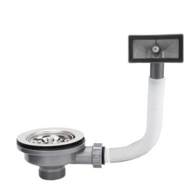 Image of Kitchen Sink Waste Kit,SopimusZ Stainless Steel Overflow Kit, 114mm Strainer,with Pipes &amp; Square Drain Cover