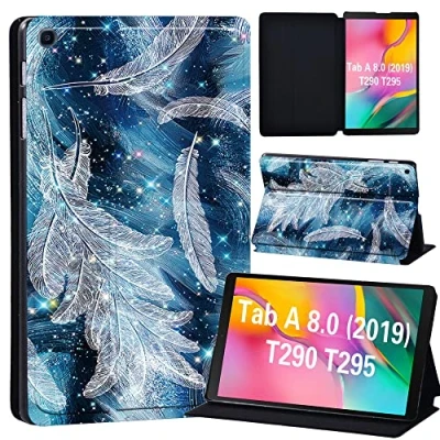 Image of FINDING Case Galaxy Tab A 8.0 2019 T290 T295, Slim Light Cover Stand Hard Shell Folio for inch Tablet Model SM (Wi Fi) T295 (LTE) (sparkling feather)