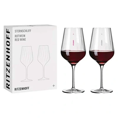 Image of Ritzenhoff 3661001 Star Cut #1 Red Wine Glass Set, Crystal, Transparent