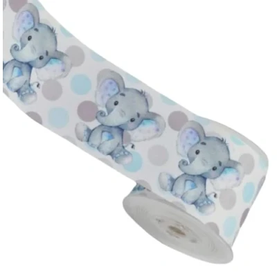 Image of 38mm Grosgrain Baby Elephant Ribbon 2 Metres Length x 38 Millimetre Width Shower Newborn Cake Craft Christening