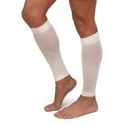 Image of DANISH ENDURANCE Graduated Calf Compression Sleeves 21 26 mmHG for Men &amp; Women, Solid White, Large
