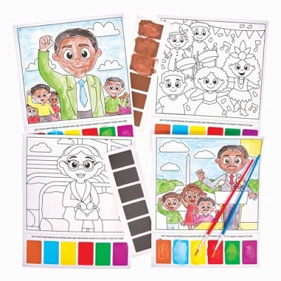 Image of Baker Ross FX928 Black History Magic Painting Kits Pack of 10, Arts and Crafts for Kids, School