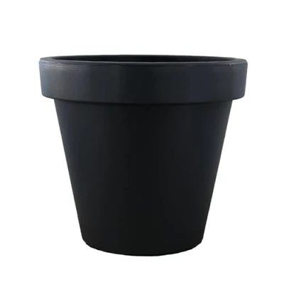 Image of Large Flower Pot Planter Round Garden Plant Indoor Outdoor Rust Resistant Container (35 x 31 cm Round, Anthracite)