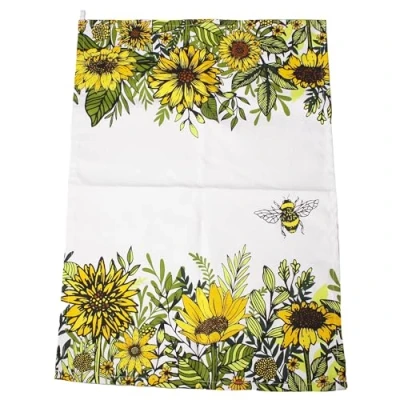 Image of Half Moon Bay Tea Towel by Natasha Kirby Yellow/Green 25 x 18 Inch 100% Recycled Cotton Kitchen