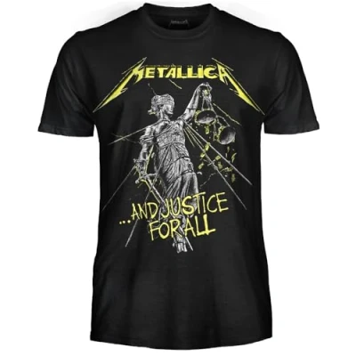 Image of Metallica T Shirt And Justice For All Official Rock Band Heavy Metal Unisex Adult Boy, All, XS