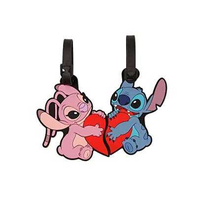 Image of Peers Hardy Disney Lilo and Stitch Blue, Pink Red 2 Piece Luggage Tag Set