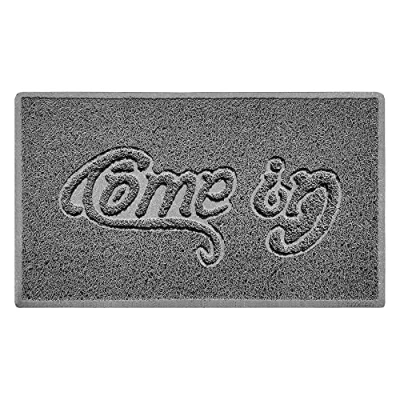 Image of Nicoman COME IN Embossed Shape Door Mat Dirt Trapper Jet Washable Doormat (Use Outdoor ONLY) (75x44cm/29.5x17.3inches, Medium) Grey