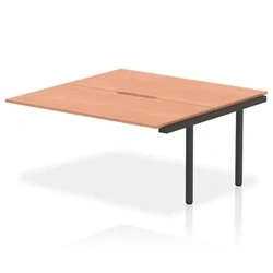 Image of Evolve Plus 1600mm B2B Office Bench Desk Ext Kit Beech Top Black Frame