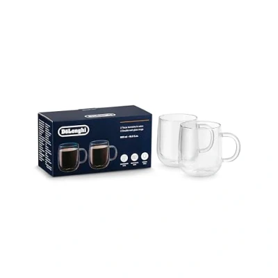 Image of De&#039;Longhi Double Wall Glass Mug, (500ml 16.9oz) Set of 2