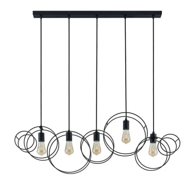 Image of Lucande Andrik hanging lamp, 5 bulb, circles