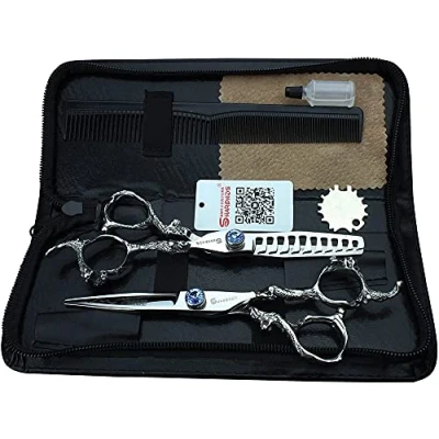 Image of AXEMOORE Professional Hair Scissors Set 6 Inches Haircut Stainless Steel Cutting Shears Kit for Great Women &amp; Men