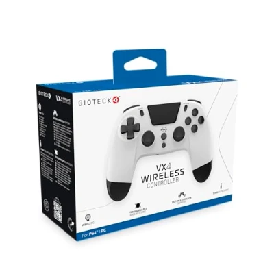 Image of Gioteck VX4 Wireless Controller for PlayStation 4 (PS4) White with Progammable Back Buttons Bluetooth Compatible
