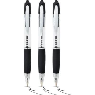Image of Zebra Pen Z Grip MAX Black Ballpoint Pens 3pk 1.2mm Medium Point Retractable Ink with Clip Smooth Writing Low Viscosity Ink, Comfort Multipack (Black)